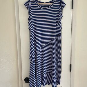 White Birch Blue Stripe Women’s Maxi Dress Size Medium Flutter Sleeveless